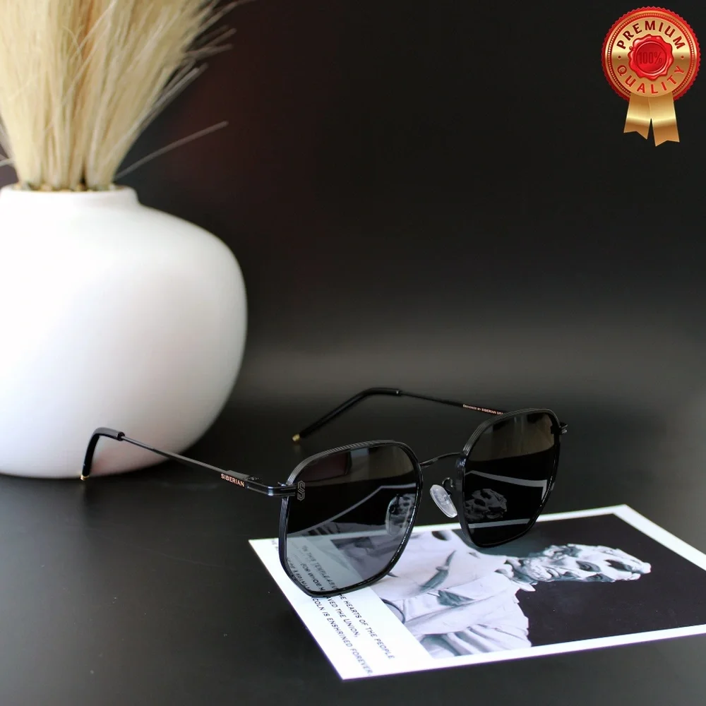 🇺🇸SIBERIAN Hexagonal BLACK Sunglasses Men/Women